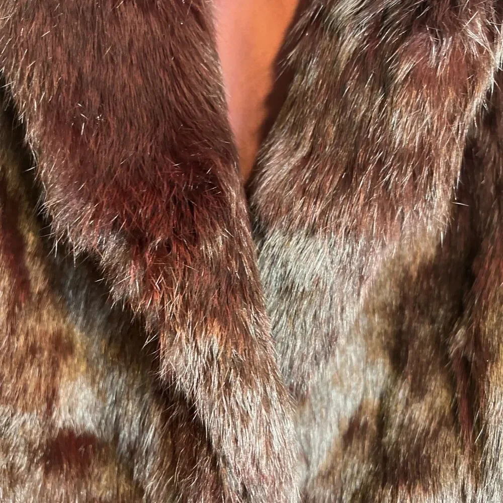 Vintage Women’s Dyed Burgundy Maroon Wine Rabbit Fur Coat Jacket Medium - Picture 6 of 11